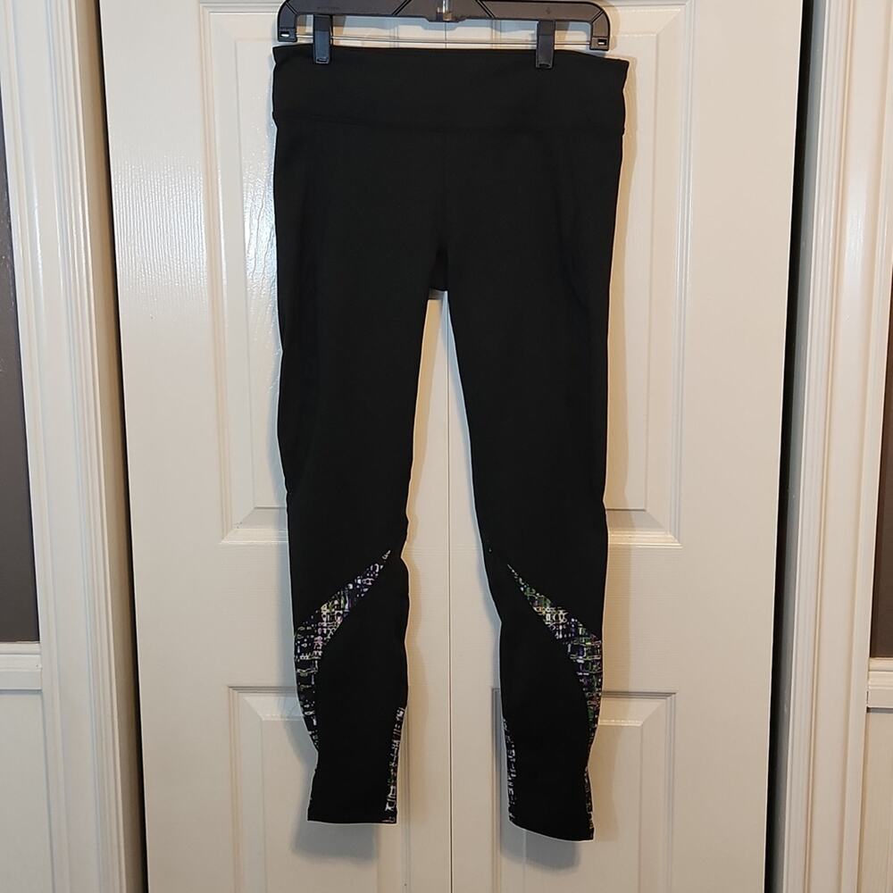 Fabletics Women's Black With Mesh Colored Hem Leggings Size Med Athletic